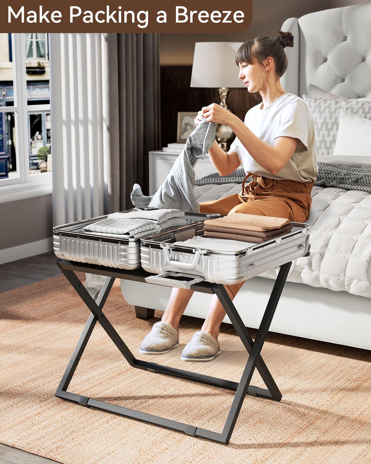 Amazon.com: IBUYKE Luggage Rack for All Suitcase Sizes,Foldable